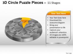 3d circle puzzle diagram 11 stages slide layout 5 ppt templates 0412