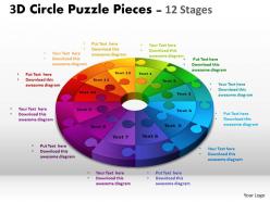 3D Circle Puzzle Diagram 12 Stages Slide Layout 4
