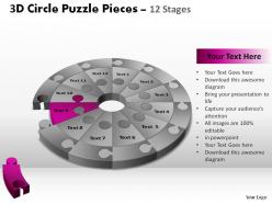3d circle puzzle diagram 12 stages slide layout 4 ppt templates 0412