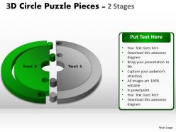 3d circle puzzle diagram 2 stages slide layout 2