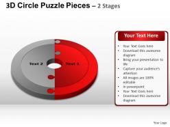 3d circle puzzle diagram 2 stages slide layout 4 ppt templates 0412