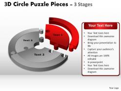 3d circle puzzle diagram 3 stages slide layout 4
