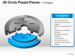 3d circle puzzle diagram 3 stages slide layout 4 ppt templates 0412
