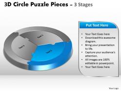 3d circle puzzle diagram 3 stages slide layout 5