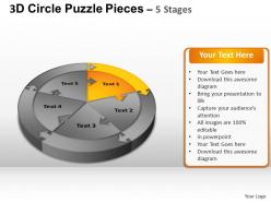 3d circle puzzle diagram 5 stages slide layout 1 ppt templates 0412