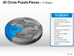 3d circle puzzle diagram 5 stages slide layout 1 ppt templates 0412