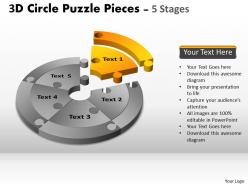 3d circle puzzle diagram 5 stages slide layout 4