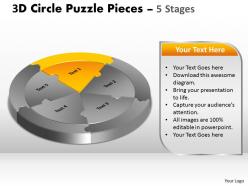 3d circle puzzle diagram 5 stages slide layout 5 powerpoint slides and ppt templates 0412