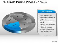 3d circle puzzle diagram 5 stages slide layout 5 ppt templates 0412