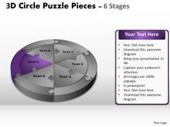 3d circle puzzle diagram 6 stages slide layout 1
