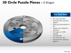 3d circle puzzle diagram 6 stages slide layout 4