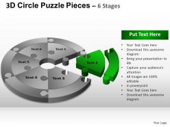 3d circle puzzle diagram 6 stages slide layout 4 ppt templates 0412