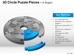 3d circle puzzle diagram 6 stages slide layout 4 ppt templates 0412