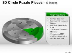 3d circle puzzle diagram 6 stages slide layout 5 ppt templates 0412