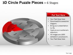 3d circle puzzle diagram 6 stages slide layout 5 ppt templates 0412