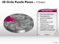 3d circle puzzle diagram 9 stages slide layout 5