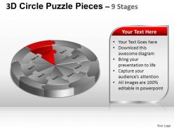 3d circle puzzle diagram 9 stages slide layout 5 ppt templates 0412