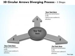 3d circular arrows diverging process steps software powerpoint slides