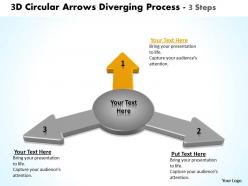 3d circular arrows diverging process steps software powerpoint slides