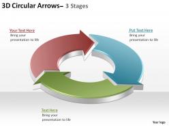 3d circular arrows process smartart 3 stages ppt slides diagrams templates powerpoint info graphics