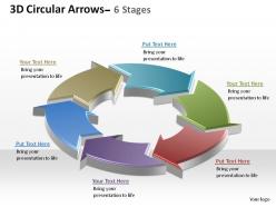 3d circular arrows process smartart 6 stages ppt slides diagrams templates powerpoint info graphics