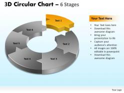 3d circular chart 6 stages 3