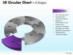 3d circular chart 6 stages 3
