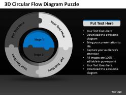 3d circular flow diagram puzzle powerpoint templates ppt presentation slides 0812