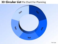 3d circular list pie chart for planning powerpoint slides and ppt templates db