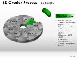 3d circular process cycle diagram chart 11 stages design 3 powerpoint slides and ppt templates 0412