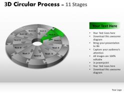 3d circular process cycle diagram chart 11 stages design 3 powerpoint slides and ppt templates 0412