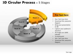 3d circular process cycle diagram chart 5 stages design 2 powerpoint slides and ppt templates 0412