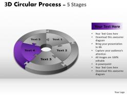 3d circular process cycle diagram chart 5 stages design 3 powerpoint slides and ppt templates 0412