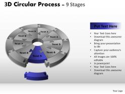3d circular process cycle diagram chart 9 stages design 3 powerpoint slides and ppt templates 0412