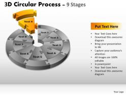 3d circular process cycle diagram chart 9 stages design 3 powerpoint slides and ppt templates 0412