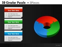 3d circular puzzle 3 powerpoint presentation slides db