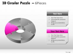 3d circular puzzle 6 pieces powerpoint presentation slides