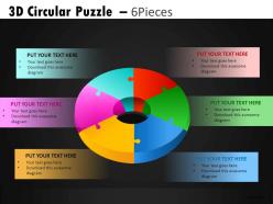 3d circular puzzle 6 powerpoint presentation slides db