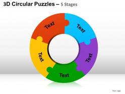 3d circular puzzles 5 stages powerpoint presentation slides