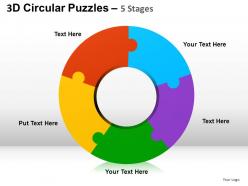 3d circular puzzles 5 stages powerpoint presentation slides