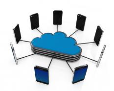3d cloud networking concept stock photo