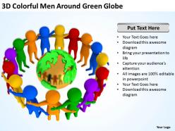3d colorful men around green globe ppt graphics icons powerpoint