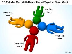 3d colorful men with heads placed together team work ppt graphic icon