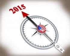 3d compass with 2015 target stock photo