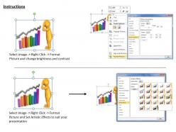 3d confused man in front of bar graph ppt graphics icons powerpoint