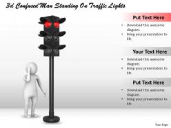 3d confused man standing on traffic lights ppt graphics icons powerpoint