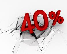 3d crack effect with 40 percent stock photo