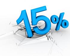 3d crack effect with blue fifteen percent stock photo