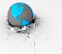 3d crack effect with globe on earth stock photo 1