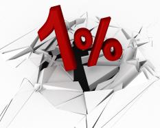 3d crack effect with one percent stock photo